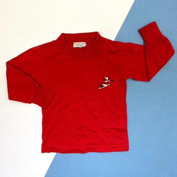 Vintage Health-tex Long Sleeve Red Sledder Tee 3T - Picture 1 of 8